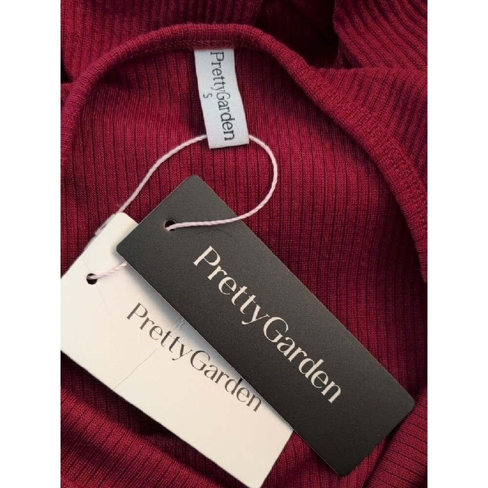 NWT Pretty Garden Long Sleeve Burgundy Maroon Ribbed Knit Skater Dress - Size S - Picture 8 of 10